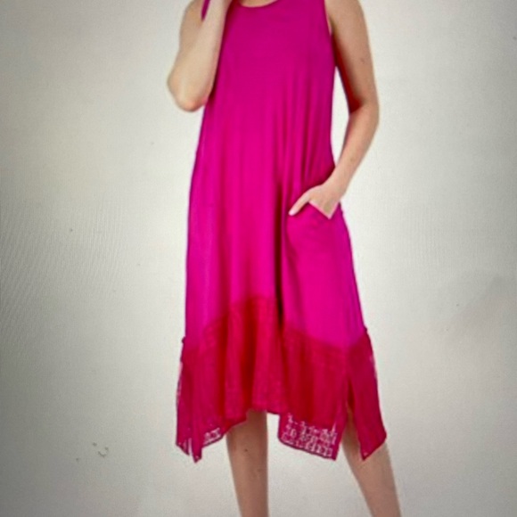 LOGO by Lori Goldstein Rayon 230 Dress Broomstick Lace Wild Berry Small Petite - Picture 4 of 15